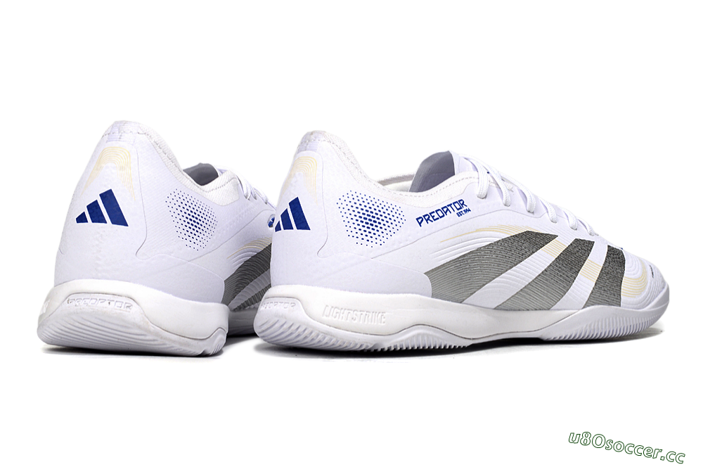 Men's Adidas Predator 25 Elite IC Indoor & Futsal Low-Tops Football Shoes - White/Silver/Blue 6