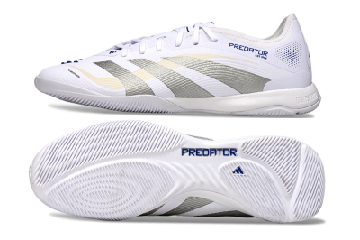 Men's Adidas Predator 25 Elite IC Indoor & Futsal Low-Tops Football Shoes - White/Silver/Blue