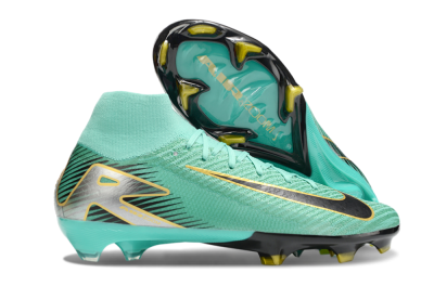 Men's Nike Air Zoom Mercurial Superfly 10 Elite FG Firm Ground High-Tops Football Boots - Jade/Black/Silver/Gold