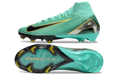 Men's Nike Air Zoom Mercurial Superfly 10 Elite FG Firm Ground High-Tops Football Boots - Jade/Black/Silver/Gold