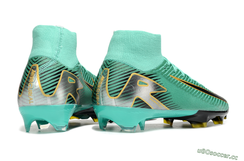 Men's Nike Air Zoom Mercurial Superfly 10 Elite FG Firm Ground High-Tops Football Boots - Jade/Black/Silver/Gold 6