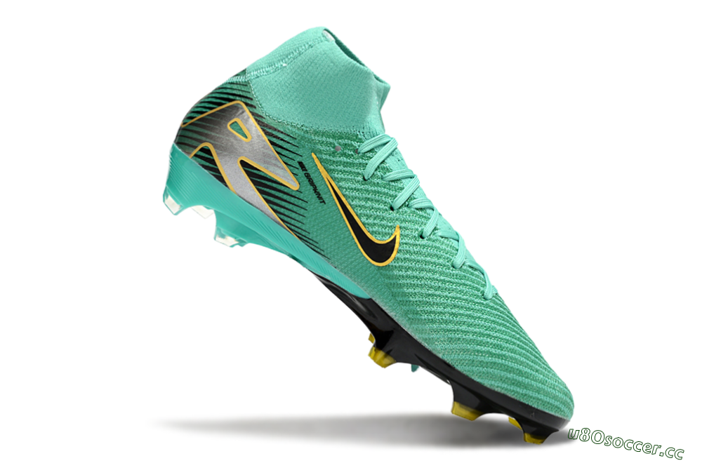 Men's Nike Air Zoom Mercurial Superfly 10 Elite FG Firm Ground High-Tops Football Boots - Jade/Black/Silver/Gold 4