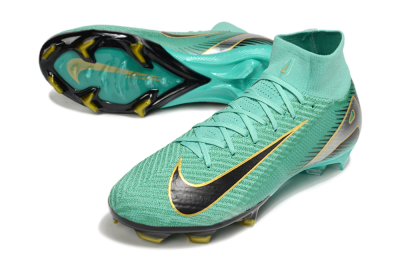 Men's Nike Air Zoom Mercurial Superfly 10 Elite FG Firm Ground High-Tops Football Boots - Jade/Black/Silver/Gold