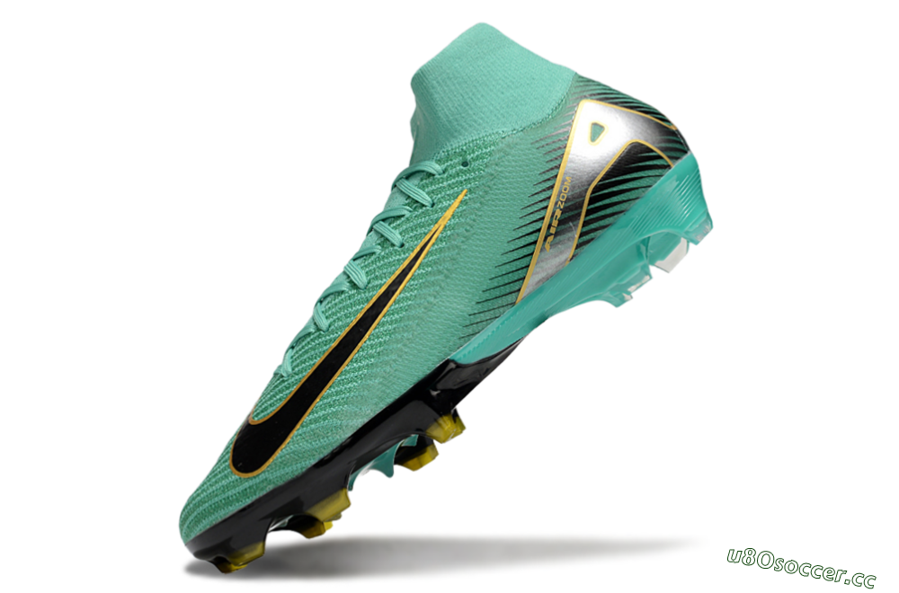 Men's Nike Air Zoom Mercurial Superfly 10 Elite FG Firm Ground High-Tops Football Boots - Jade/Black/Silver/Gold 5