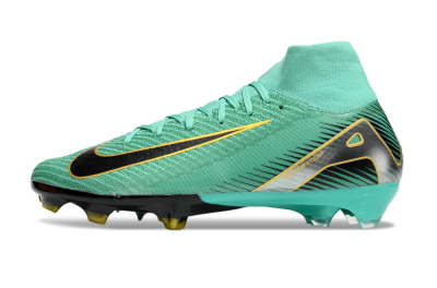 Men's Nike Air Zoom Mercurial Superfly 10 Elite FG Firm Ground High-Tops Football Boots - Jade/Black/Silver/Gold