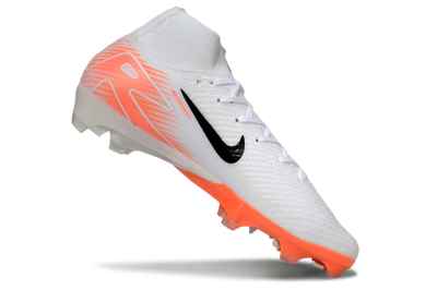 Men's Nike Air Zoom Mercurial Superfly 10 Elite FG Firm Ground High-Tops Football Boots - White/Black/Orange