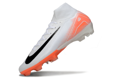 Men's Nike Air Zoom Mercurial Superfly 10 Elite FG Firm Ground High-Tops Football Boots - White/Black/Orange