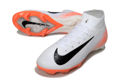 Men's Nike Air Zoom Mercurial Superfly 10 Elite FG Firm Ground High-Tops Football Boots - White/Black/Orange