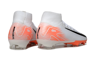 Men's Nike Air Zoom Mercurial Superfly 10 Elite FG Firm Ground High-Tops Football Boots - White/Black/Orange