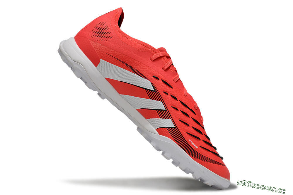 Men's Adidas Predator 25 Elite TF Artificial Turf Low-Tops Football Shoes - Red/White/Black 4