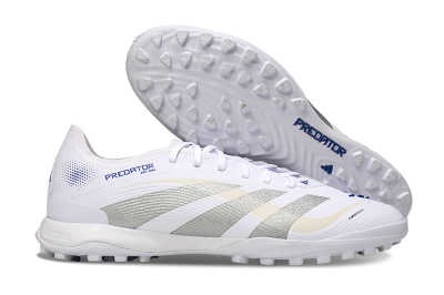 Men's Adidas Predator 25 Elite TF Artificial Turf Low-Tops Football Shoes - White/Silver/Blue