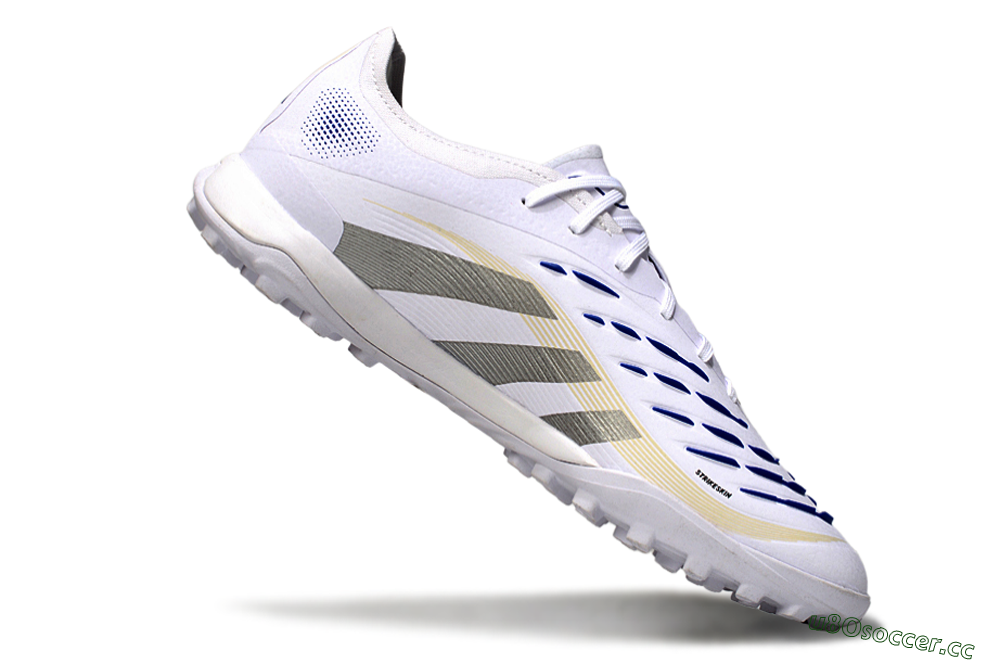 Men's Adidas Predator 25 Elite TF Artificial Turf Low-Tops Football Shoes - White/Silver/Blue 4