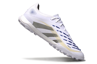Men's Adidas Predator 25 Elite TF Artificial Turf Low-Tops Football Shoes - White/Silver/Blue