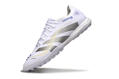 Men's Adidas Predator 25 Elite TF Artificial Turf Low-Tops Football Shoes - White/Silver/Blue