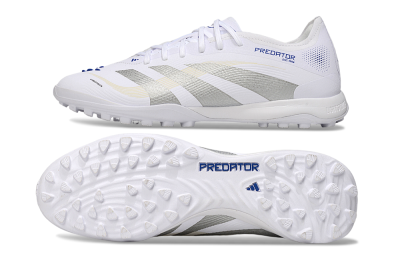 Men's Adidas Predator 25 Elite TF Artificial Turf Low-Tops Football Shoes - White/Silver/Blue