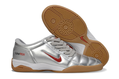 Men's Nike Total 90 II IC Indoor & Futsal Low-Tops Football Shoes - Silver/Red/White