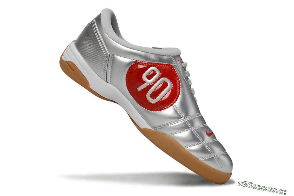 Men's Nike Total 90 II IC Indoor & Futsal Low-Tops Football Shoes - Silver/Red/White 4