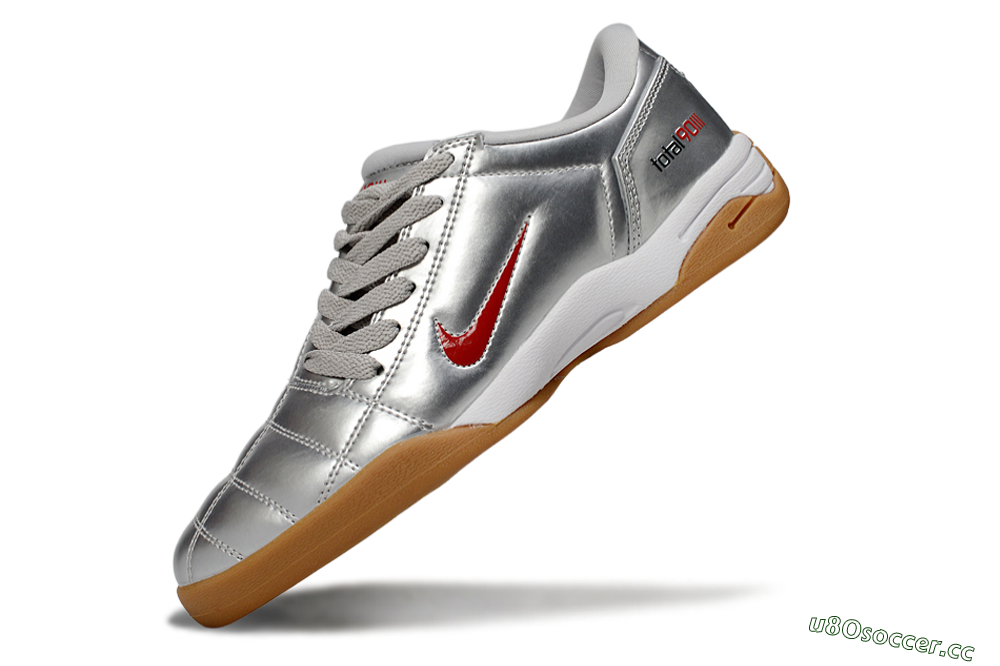 Men's Nike Total 90 II IC Indoor & Futsal Low-Tops Football Shoes - Silver/Red/White 5