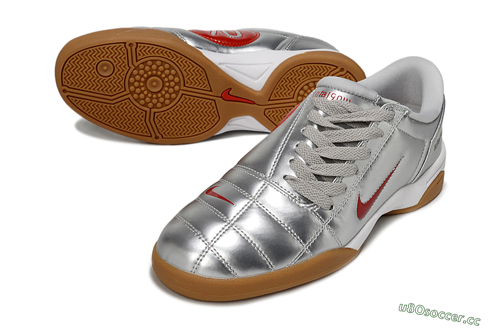 Men's Nike Total 90 II IC Indoor & Futsal Low-Tops Football Shoes - Silver/Red/White 3
