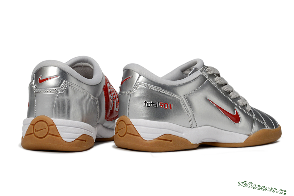 Men's Nike Total 90 II IC Indoor & Futsal Low-Tops Football Shoes - Silver/Red/White 6