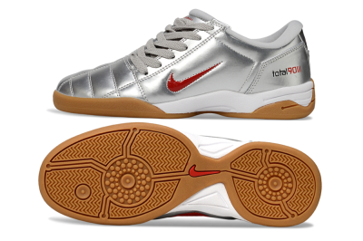 Men's Nike Total 90 II IC Indoor & Futsal Low-Tops Football Shoes - Silver/Red/White