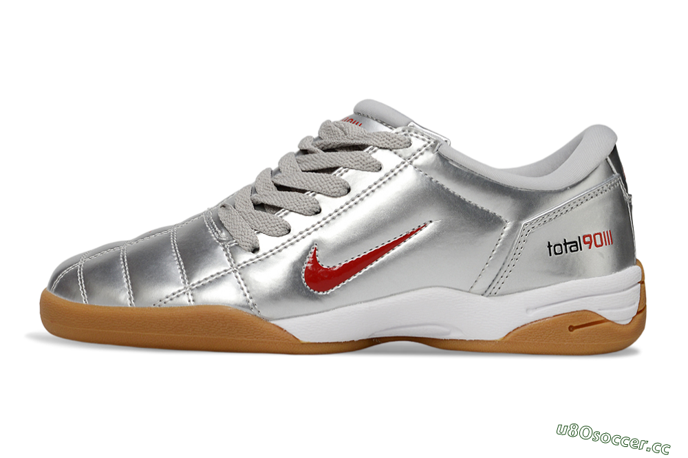 Men's Nike Total 90 II IC Indoor & Futsal Low-Tops Football Shoes - Silver/Red/White 0