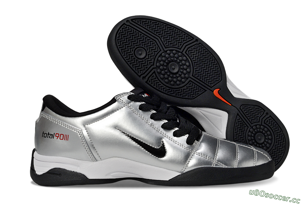 Men's Nike Total 90 II IC Indoor & Futsal Low-Tops Football Shoes - Silver/Black/White 2
