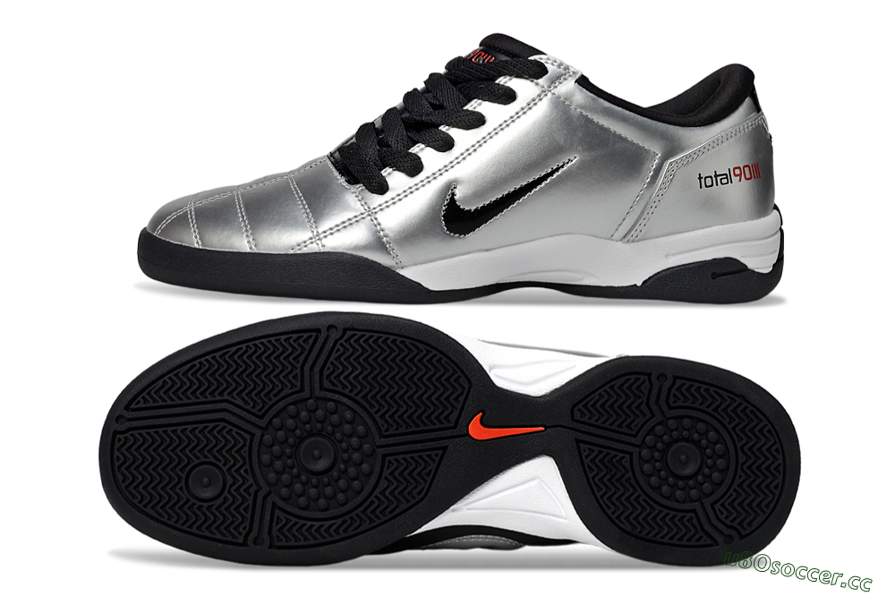 Men's Nike Total 90 II IC Indoor & Futsal Low-Tops Football Shoes - Silver/Black/White 1
