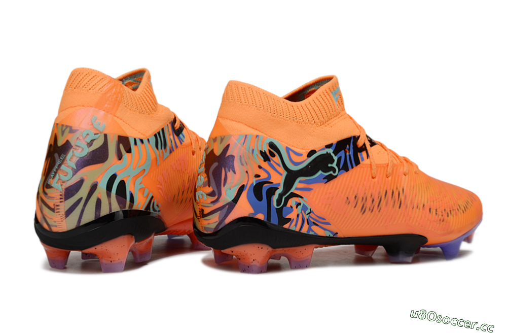 Men's Puma Future 8 Ultimate FG Firm Ground Low-Tops Football Boots - Orange/Blue/Black 6