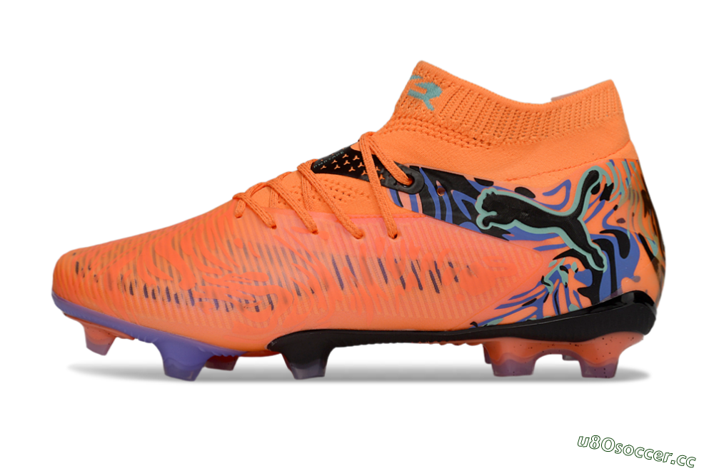 Men's Puma Future 8 Ultimate FG Firm Ground Low-Tops Football Boots - Orange/Blue/Black 0