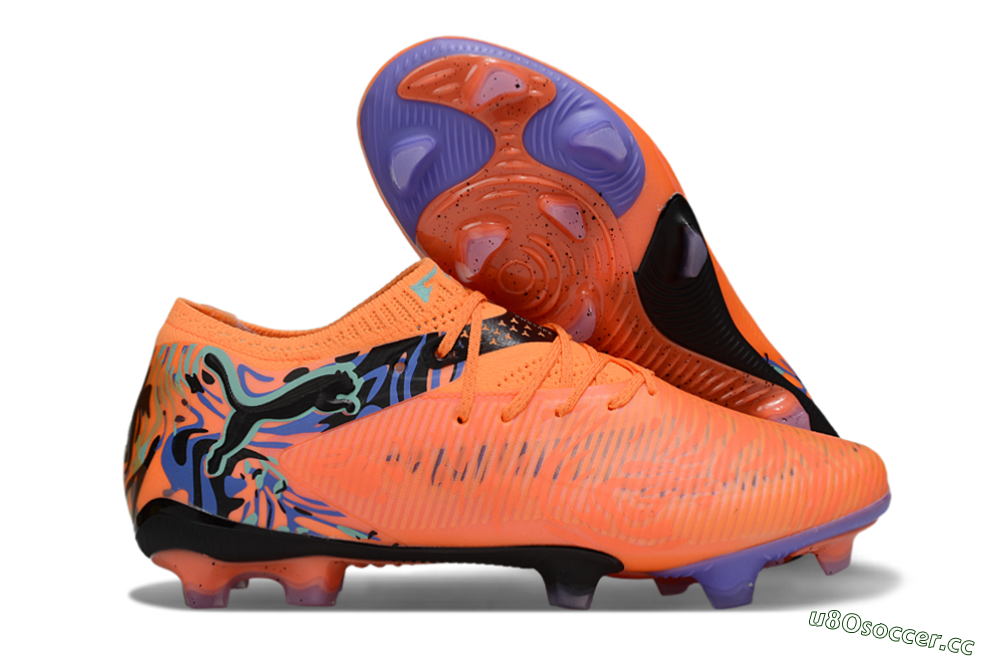 Men's Puma Future 8 Ultimate FG Firm Ground Low-Tops Football Boots - Orange/Blue/Black 2