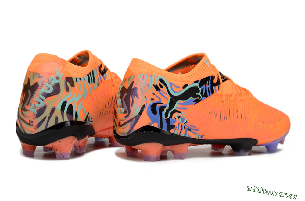 Men's Puma Future 8 Ultimate FG Firm Ground Low-Tops Football Boots - Orange/Blue/Black 6