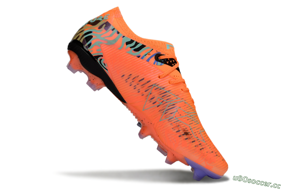 Men's Puma Future 8 Ultimate FG Firm Ground Low-Tops Football Boots - Orange/Blue/Black 4