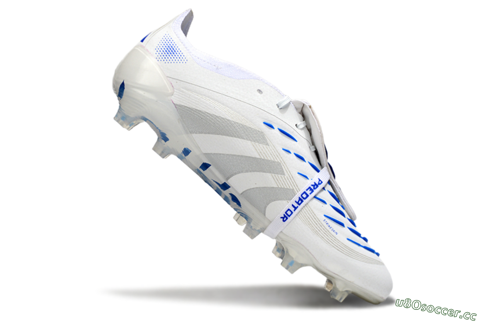 Men's Adidas Predator Elite Foldover Tongue FG Firm Ground Low-Tops Football Boots - White/Silver/Blue 4