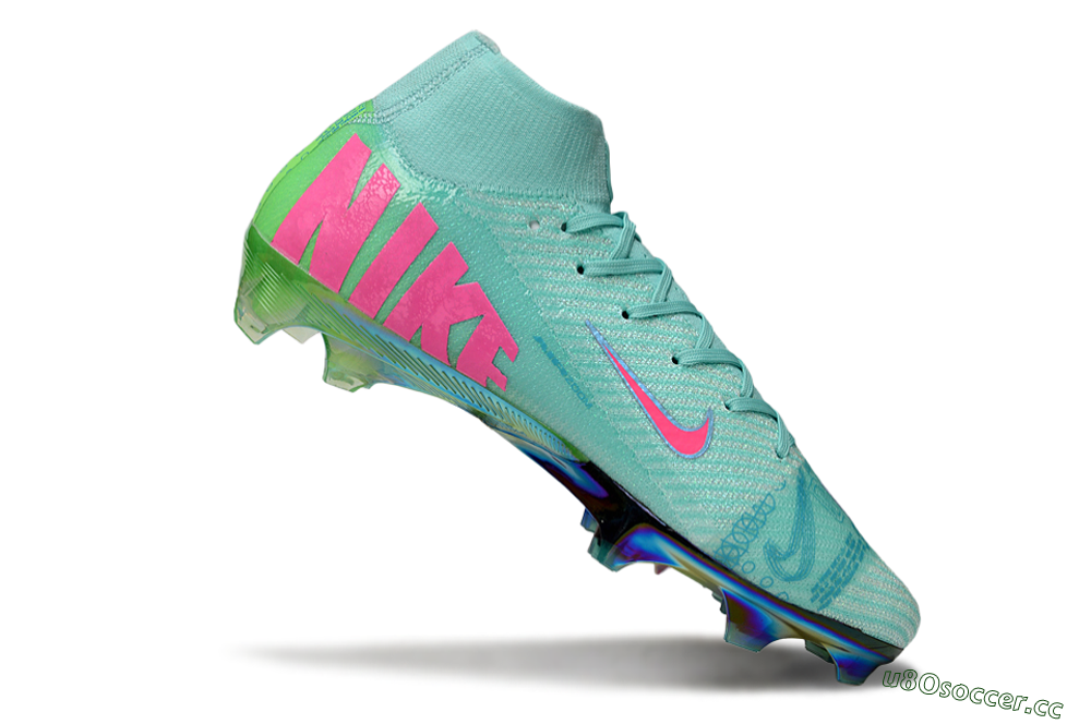 Unisex Nike Air Zoom Mercurial Superfly 10 Elite FG Firm Ground High-Tops Football Boots - Jade/Pink/Gold 4
