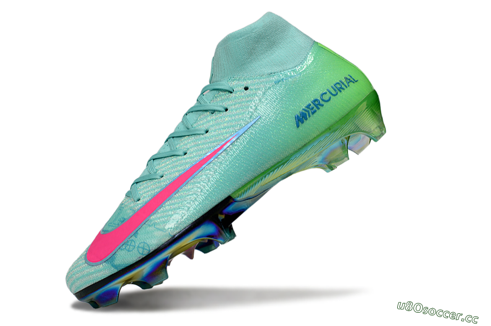 Unisex Nike Air Zoom Mercurial Superfly 10 Elite FG Firm Ground High-Tops Football Boots - Jade/Pink/Gold 5