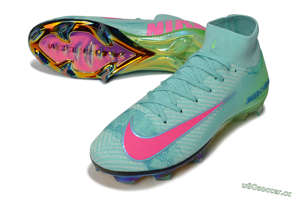 Unisex Nike Air Zoom Mercurial Superfly 10 Elite FG Firm Ground High-Tops Football Boots - Jade/Pink/Gold 3