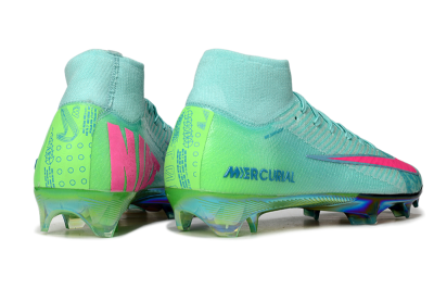 Unisex Nike Air Zoom Mercurial Superfly 10 Elite FG Firm Ground High-Tops Football Boots - Jade/Pink/Gold