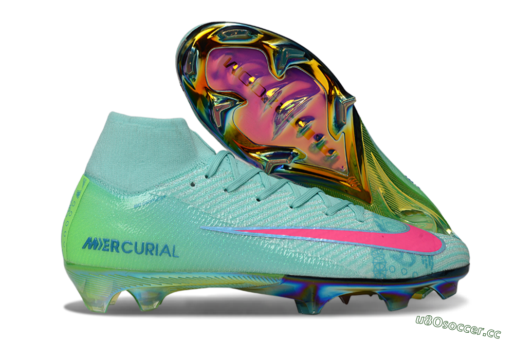 Unisex Nike Air Zoom Mercurial Superfly 10 Elite FG Firm Ground High-Tops Football Boots - Jade/Pink/Gold 2