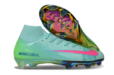 Unisex Nike Air Zoom Mercurial Superfly 10 Elite FG Firm Ground High-Tops Football Boots - Jade/Pink/Gold