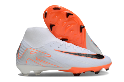 Men's Nike Air Zoom Mercurial Superfly 10 Academy FG Firm Ground High-Tops Football Boots - White/Black/Orange/Silver