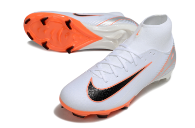 Men's Nike Air Zoom Mercurial Superfly 10 Academy FG Firm Ground High-Tops Football Boots - White/Black/Orange/Silver