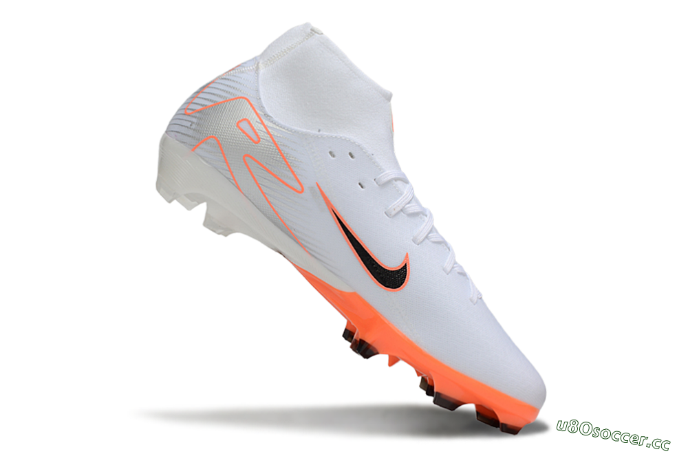 Men's Nike Air Zoom Mercurial Superfly 10 Academy FG Firm Ground High-Tops Football Boots - White/Black/Orange/Silver 4