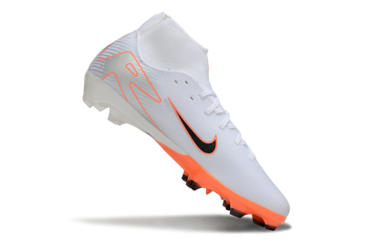 Men's Nike Air Zoom Mercurial Superfly 10 Academy FG Firm Ground High-Tops Football Boots - White/Black/Orange/Silver