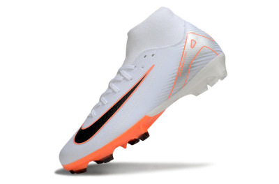 Men's Nike Air Zoom Mercurial Superfly 10 Academy FG Firm Ground High-Tops Football Boots - White/Black/Orange/Silver