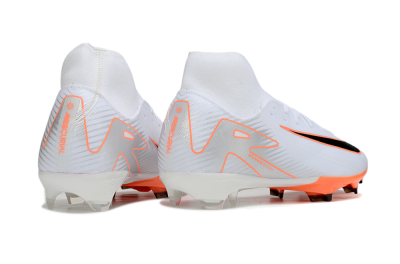 Men's Nike Air Zoom Mercurial Superfly 10 Academy FG Firm Ground High-Tops Football Boots - White/Black/Orange/Silver