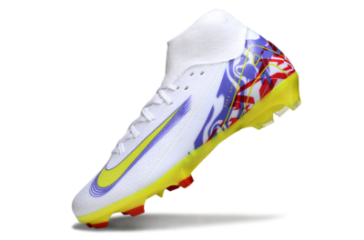 Men's Nike Air Zoom Mercurial Superfly 10 Academy FG Firm Ground High-Tops Football Boots - White/Purple/Yellow/Red