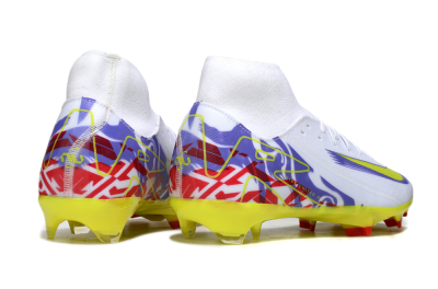 Men's Nike Air Zoom Mercurial Superfly 10 Academy FG Firm Ground High-Tops Football Boots - White/Purple/Yellow/Red