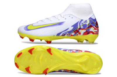 Men's Nike Air Zoom Mercurial Superfly 10 Academy FG Firm Ground High-Tops Football Boots - White/Purple/Yellow/Red