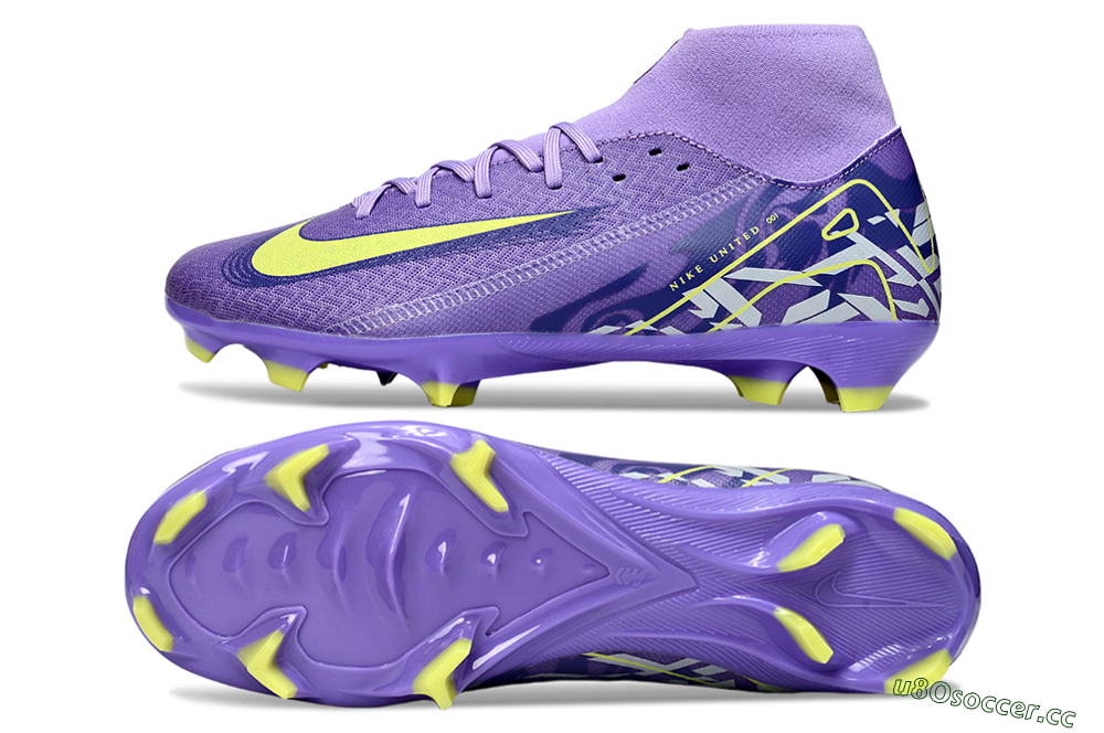Men's Nike Air Zoom Mercurial Superfly 10 Academy FG Firm Ground High-Tops Football Boots - Purple/Yellow/White 1